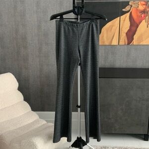 Rinascimento Black and Gray Patterned Flare Pants M